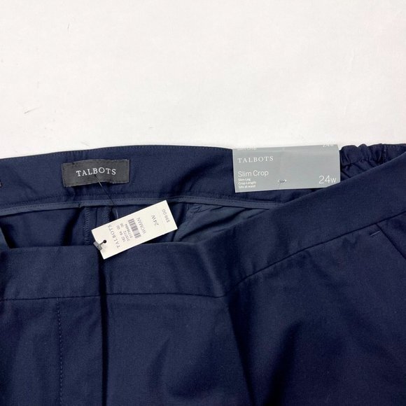 Talbots Slim Crop Pants Women 24W NWT $99 Stretch Cotton Elastic Waist Scallop - Picture 9 of 12